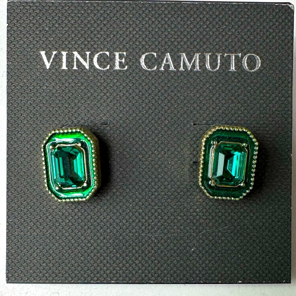 New Vince Camuto Emerald Green and Gold Studs.  1/2 inch